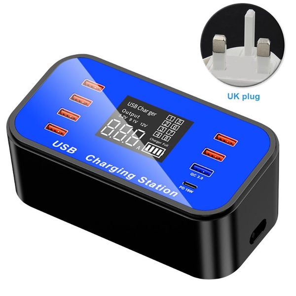 

display multi ports home travel heat dissipation portable usb adapter phone tablet no noise wall charger quick charging cell chargers