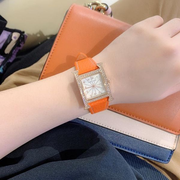 

wristwatches pablo raez h women fashion casual clock waterproof quartz luxury watch orange leather lady elegant wristwatch girls, Slivery;brown