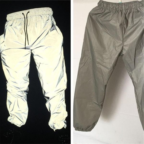 

men's pants elastic waist men streetwear reflective sweatpants skateboard nightclub stage costumes fashion harajuku jogger trousers, Black