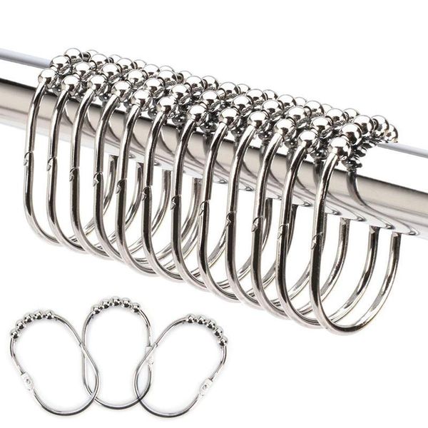 

shower curtains wide curtain rings/hooks set, decorative polished chrome finish, easy glide rollers, 100% rustproof stainless steel, set