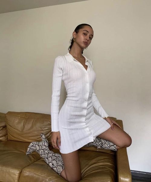 

winter women's dresses fashion casual elegant solid long sleeve tight stretch single-breasted mini dress, Black;gray