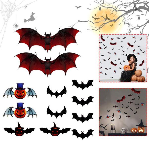 

wall stickers 3d bat halloween decoration for home decor 5 size waterproof 60 pcs decals party supplies