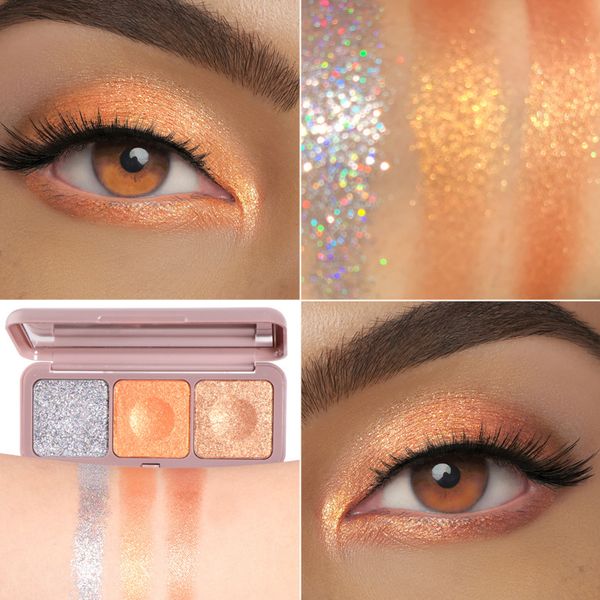 

3 colors shimmer glitter eyeshadow long lasting waterproof diamond shimmers eye pigments shiny makeup eye zxfeb1977