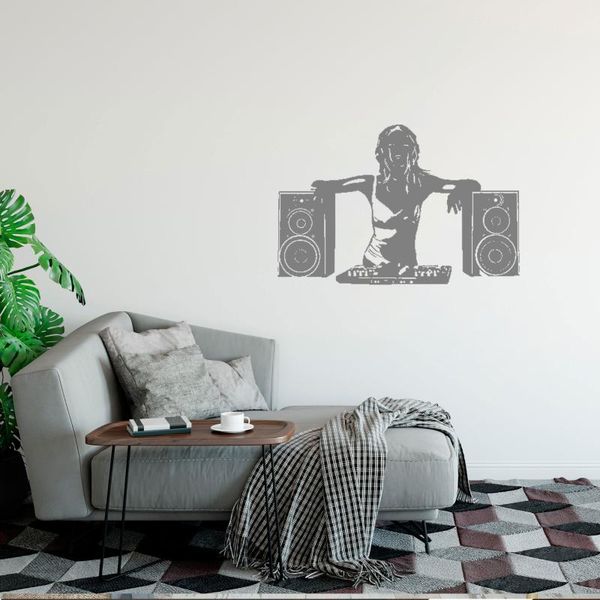 

wall stickers beautiful girl decal heart listen music stereo headphones window woman bedroom living room home decor dw4770