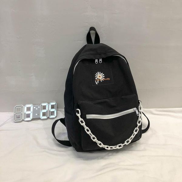 

backpack 2021 fashion chain girl school bags for teenage college wind women schoolbag high student bag nylon daisy printing