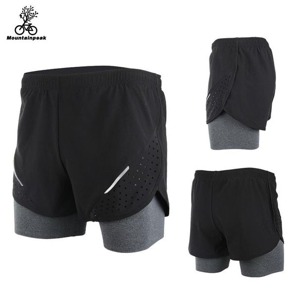 

running shorts summer men jogging fitness quick dry workout double deckshort gym pants short casuais, Black;blue