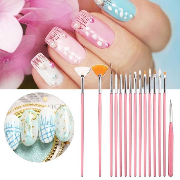 

nail brushes 15pcs pen exquisite easy to use plastic art drawing liner for salon, Yellow