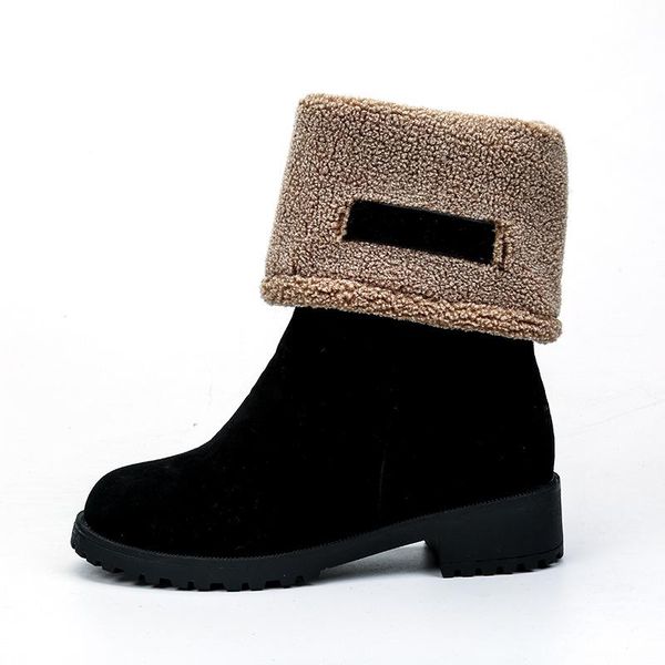 

boots women zip winter snow ladies warm fur suede wedge ankle boot female 2021 fashion casual shoes comfort footwear, Black