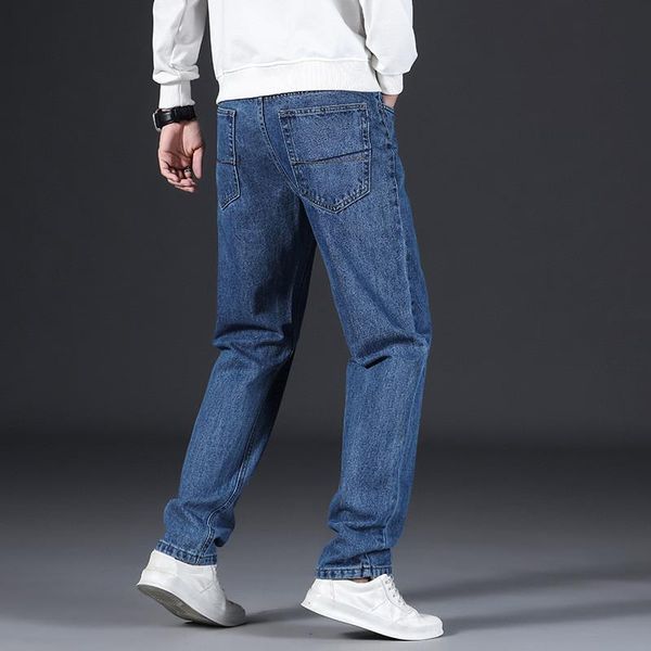 

classic style men's straight-leg blue jeans 2021 spring business fashion no elasticity denim loose trousers male brand pants