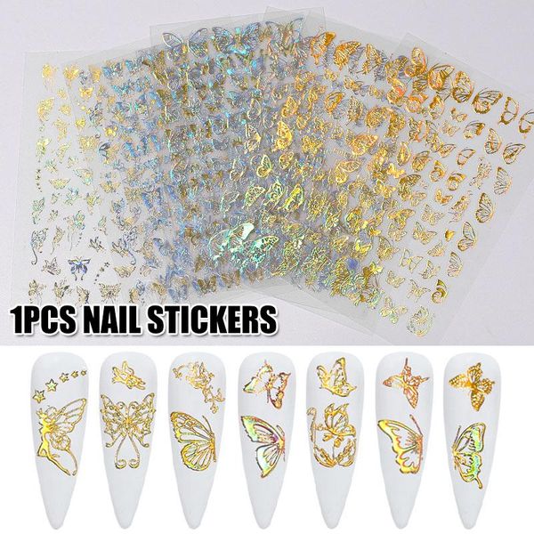 

nail art kits delicate multiple types laser gold and silver butterfly sticker spring summer designs manicure
