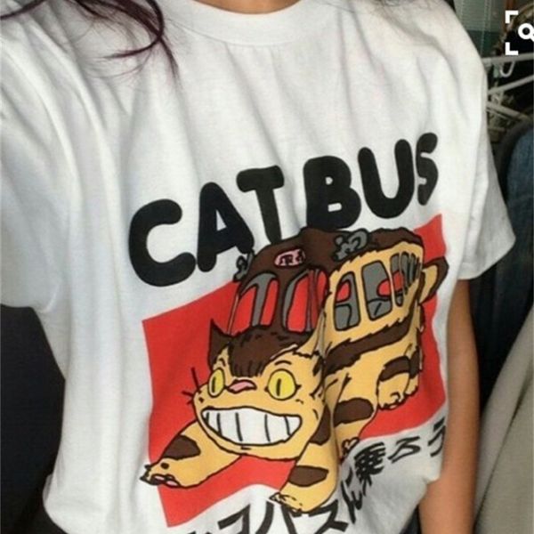 

fashion t-shirts cartoon short sleeve modal printed cat bust, White