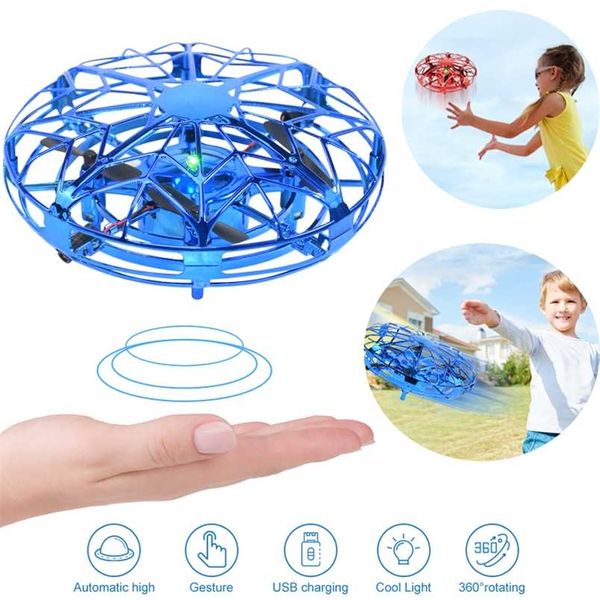 Mini ufo drone вертолет RC плоский ручной чувствительность инфракрасного электрического квадрокоптера индукционные летающие шар для мальчика детские игрушки подарок 211104