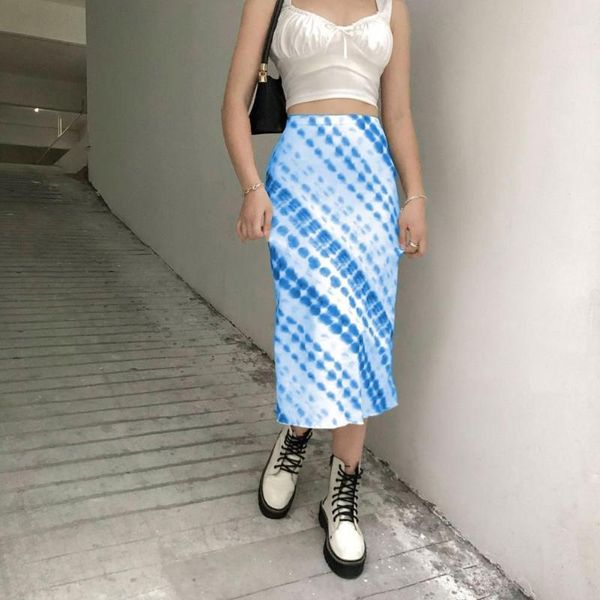 

spring summer tie dye print y2k aesthetic long skirt for women korean streetwear fashion female straight skirts, Black