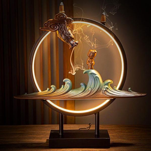 

fragrance lamps ceramic incense burner holder dragon smoke fountain waterfall candle aroma zen garden incensario home decoration