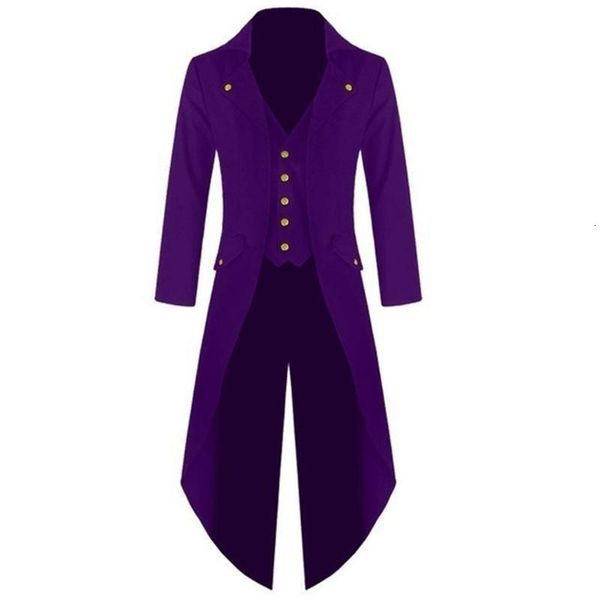 

men's suits & blazers men solid color blazer retro gothic button tailcoat formal black red green purple jacket tuxedo party veste costu, White;black