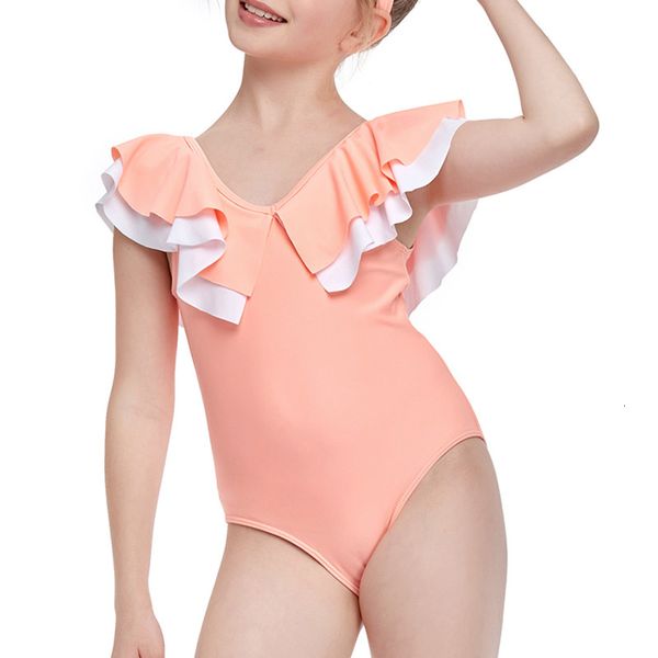 Costume da bagno per bambini a vita alta Costume da bagno per ragazza carina con volant Abiti interi laterali 2021 Costumi da bagno per bambini