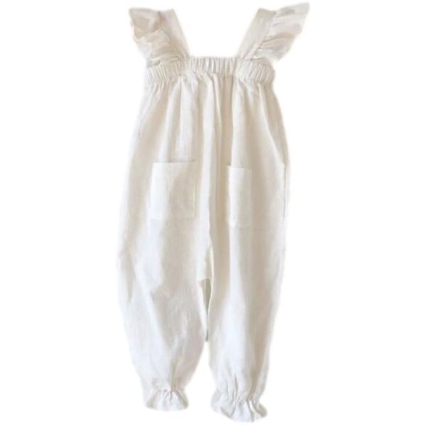 Summer Girls 'Cotton Casual Flying Mise Sleeve Pocket Tasch Task Tasks Toddler Girl Tuta 210515