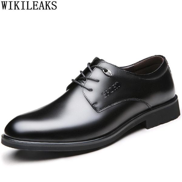 

italian business shoes men designer dress leather formal wedding luxury office 2021 zapatos casuales hombres, Black