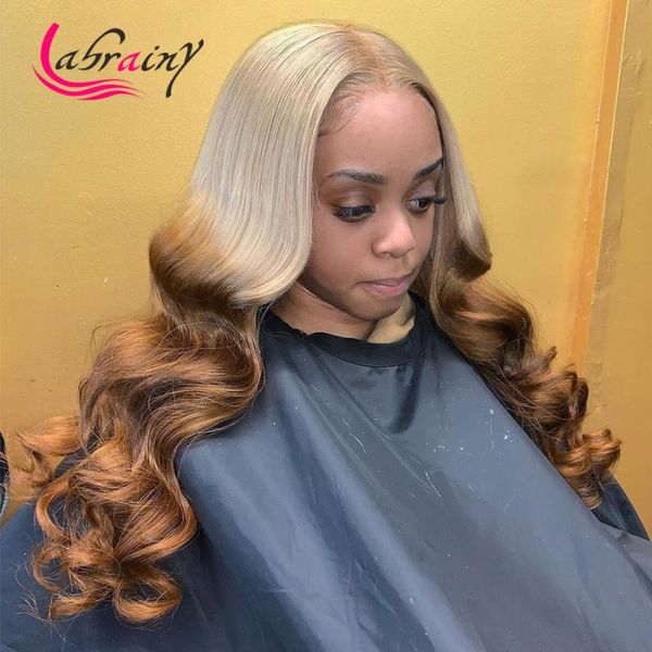 

lace wigs ombre blonde hd transparent frontal wig glueless pre plucked 13x6 highlight honey front human hair, Black;brown