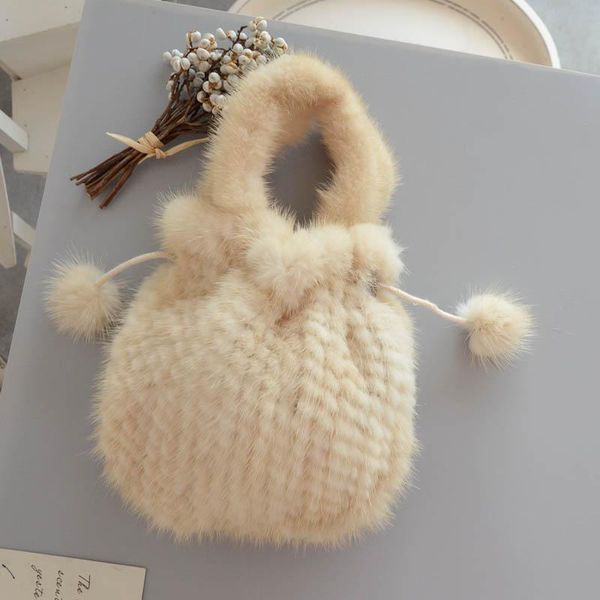

duffel bags winter fashion woven bag large capacity women's single shoulder messenger handbag plush