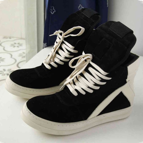 

r o original autumn and winter high boots shoes men ankle soft leather mens flat male footwear link3, Black
