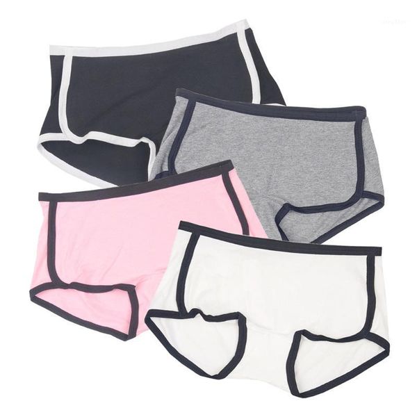 

women's panties sport boyshorts briefs boxer female cotton breathable bag hip flat underpants cute underwear women plus size, Black;pink