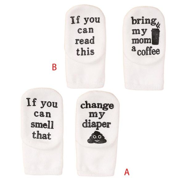

socks novelty funny sayings baby cotton crew non-skid gripper if you can read this rubber letters printed hosiery gifts, Pink;yellow