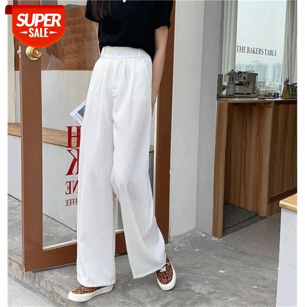 

early women's all-match high waist slimming solid color wide-leg mopping casual trousers women #w805, Black;gray