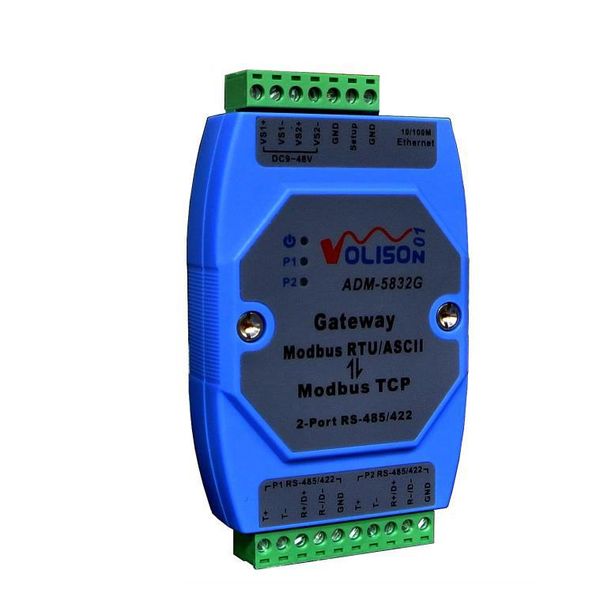

smart home control adm-5832g industrial 2-port modbus gateway server, rs485/422 rtu/ascii to tcp, support plc serial port