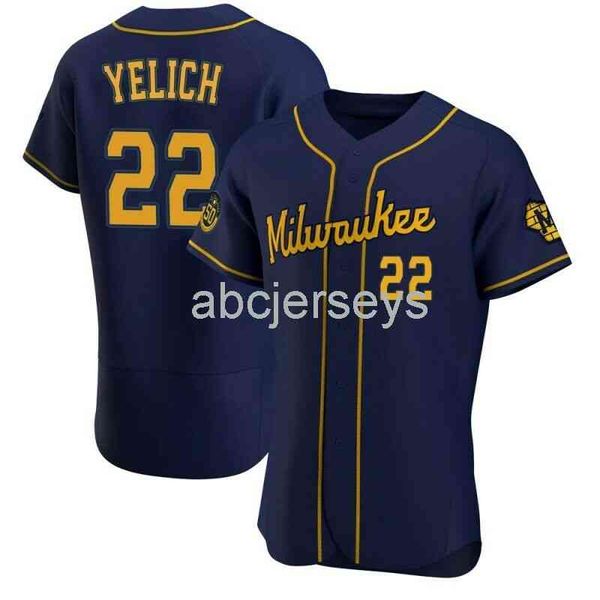 

stitched custom christian yelich #22 baseball jersey xs-6xl, Black