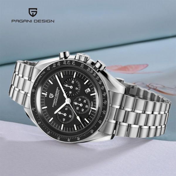 

wristwatches pagani design luxury business multifunctional moon watch quartz chronograph men sapphire waterproof bracelet accessories, Slivery;brown