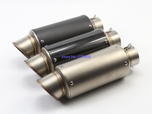 

motorcycle exhaust system modified inlet 61mm length 315mm real carbon fiber pipe muffler stainless steel motorbike