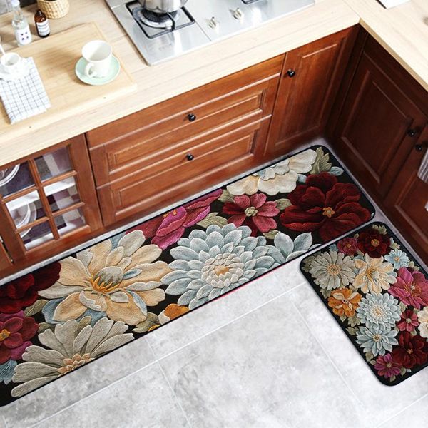 

carpets american three-dimensional floral printing kitchen mat entry step bedroom long bedside blanket