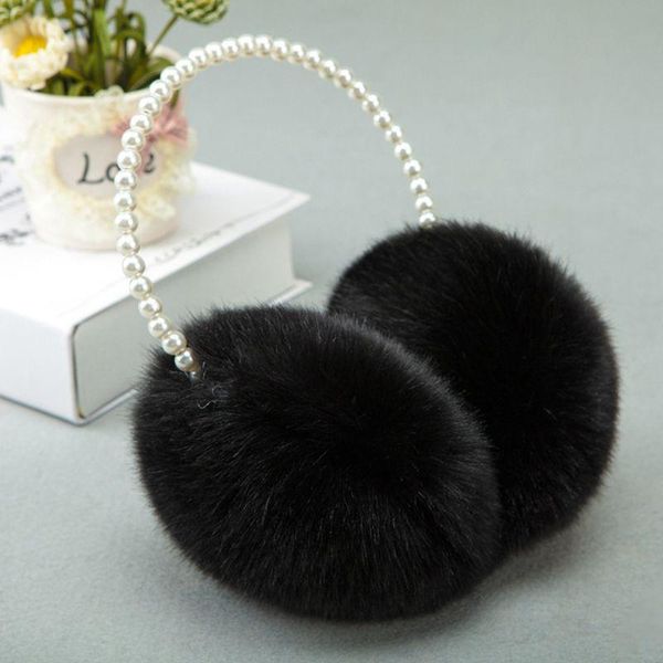 

ear muffs women girls winter fluffy plush earmuffs imitation pearl beaded headband thicken warmer princess kids party styling headwear, Blue;gray