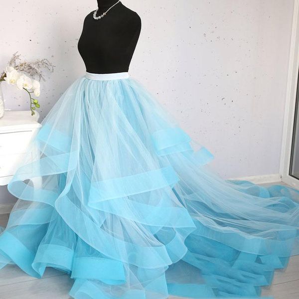 

skirts pretty sky blue and white ruffles tulle bridal real image organza edge puffy women to picture shoot ball gowns, Black