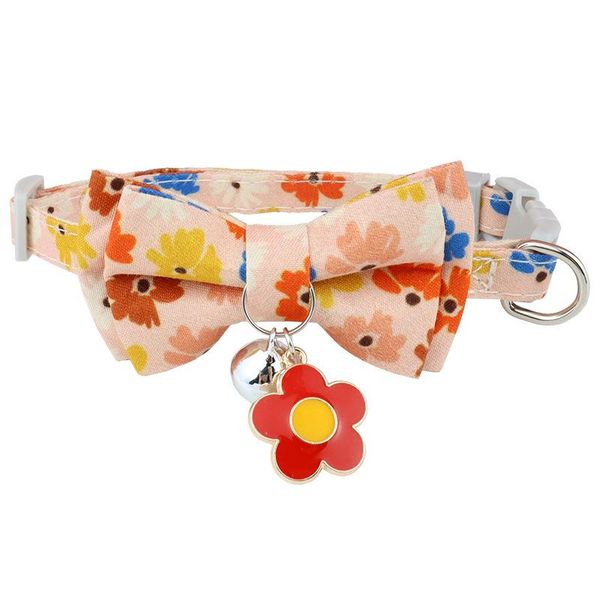 

cat collars & leads cute bowtie collar with bell breakaway safety buckle kitten cherry blossoms pendant soft durable bow