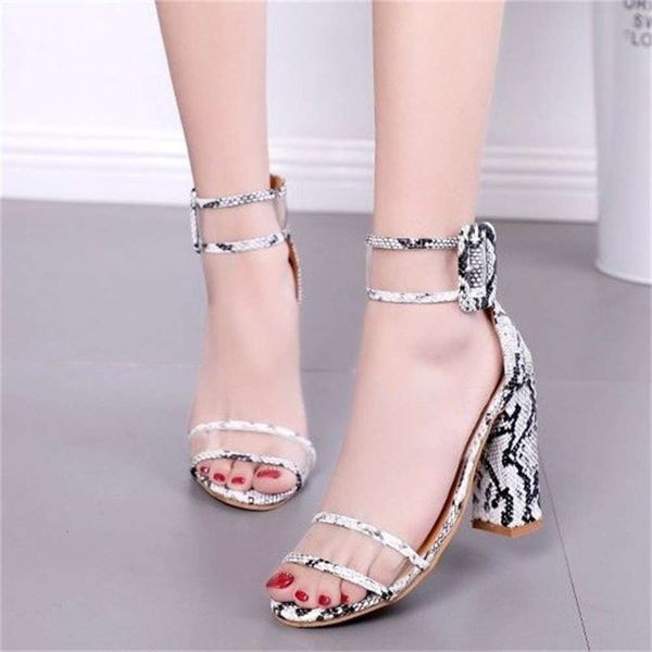 

thick heel high large women's sandals fashion belt buckle open toe sho, Black