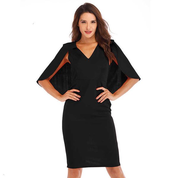 

casual dresses summer women robe femme elegant v-neck cloak sleeve party formal knee-length office pencil es 77di, Black;gray
