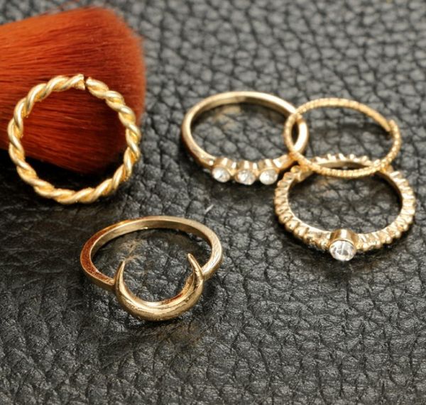 

european and american temperament moon alloy thin tail ring combination, Silver