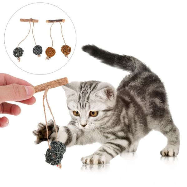 

cat toys 2pcs teasing chew teaser wooden teether stick