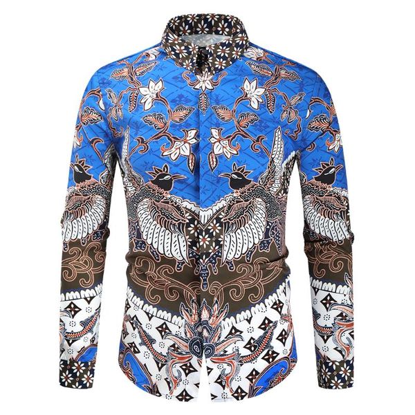 

peinted luxury shirts men vintage long sleeve royal breathable clothes streetwear casual party chemise homme shirt for men's, White;black