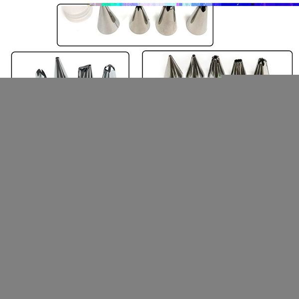 

baking & pastry tools 8/10/16 piece cake tool set, stainless steel decorative nozzle and a silicone bag with