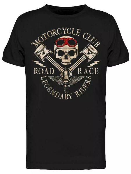 

Skull With Motorcycle Helmet Tee Men's -Image by Shutterstock, White;black