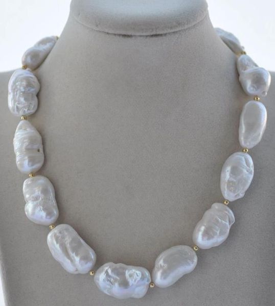 

chokers habitoo elegant huge 25-28mm natural white baroque drop keshi reborn pearl necklace fashion jewelry 14k filled gold heart clasp, Golden;silver