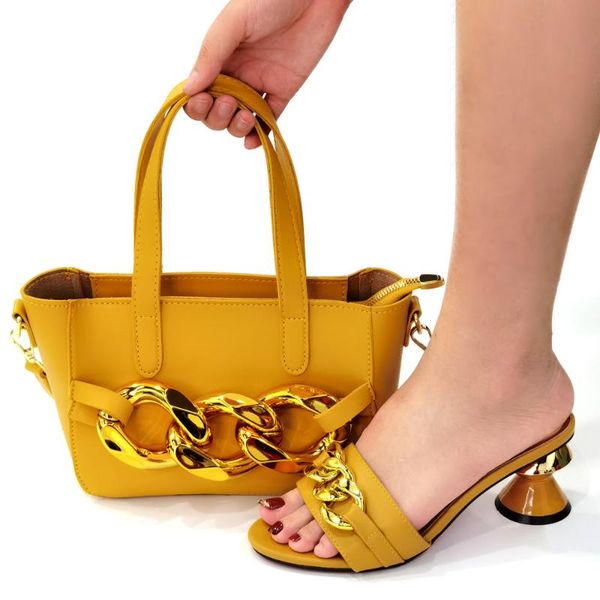 

dress shoes wonderful yellow women match handbag set african pumps with metal decorate for party cr663,heel 6cm, Black