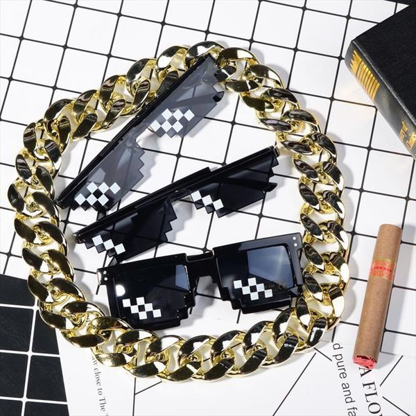 

funny black 8 bits mosaic sunglasses oculos deal with it cool thug life pixels cartoon glasses fancy party shade, White;black