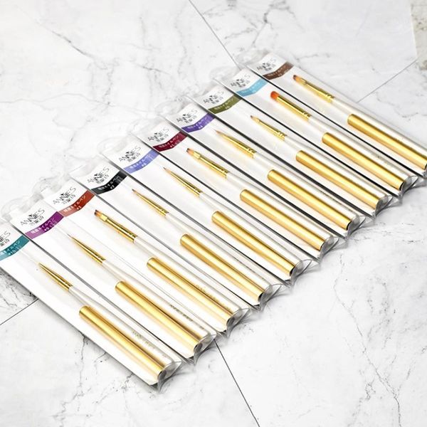 

styles single nail pen stroke flower detailed painted drawing brush smudge white handle professional art manicure tools brushes1, Yellow