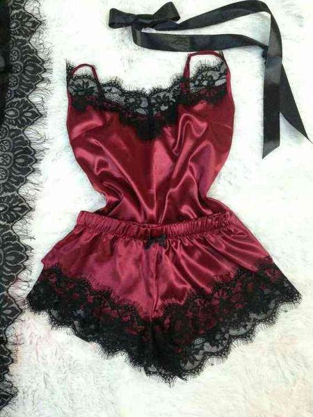 

pajamas selling imitation silk lace suspenders women's fun underwear 211203, Black;white