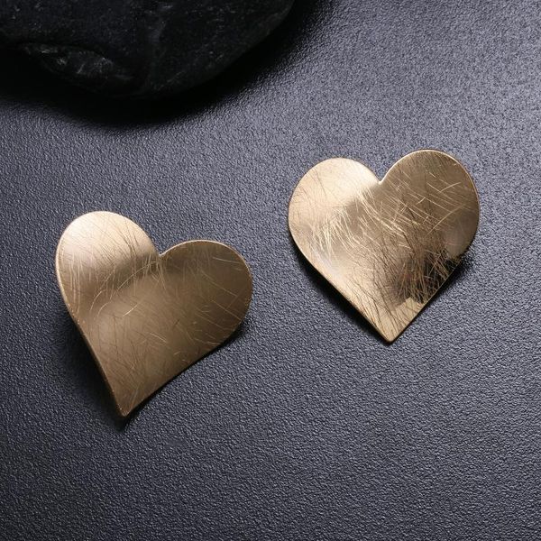 

hoop & huggie mydiy fashion metal heart stud earrings for women vintage alloy gold color minimalist brincos party jewelry gift, Golden;silver
