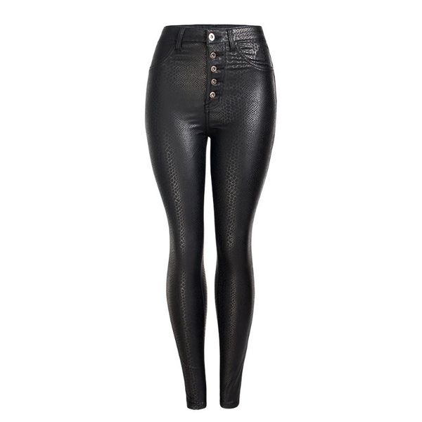 

women high waist snake leather pants elastic push up hip pencil lift skinny trousers winter plush warm pu leggings women's & capris, Black;white
